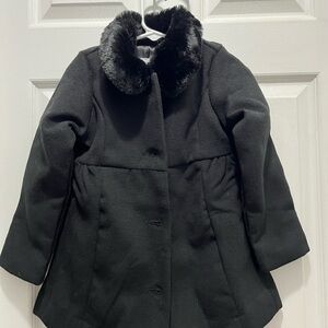 Toddler girls fancy black pea coat.